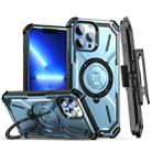 For iPhone 12 Pro Max Armor Series Holder Phone Case with Back Clip(Blue) - 1