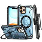 For iPhone 12 Armor Series Holder Phone Case with Back Clip(Blue) - 1