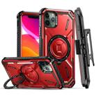 For iPhone 11 Pro Max Armor Series Holder Phone Case with Back Clip(Red) - 1