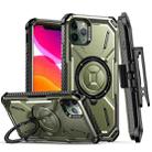 For iPhone 11 Pro Max Armor Series Holder Phone Case with Back Clip(Army Green) - 1