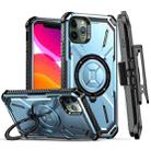 For iPhone 11 Pro Max Armor Series Holder Phone Case with Back Clip(Blue) - 1