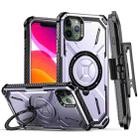 For iPhone 11 Pro Max Armor Series Holder Phone Case with Back Clip(Purple) - 1