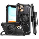 For iPhone 11 Pro Armor Series Holder Phone Case with Back Clip(Black) - 1