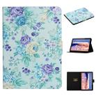 For Huawei MediaPad T5 Flower Pattern Horizontal Flip Leather Case with Card Slots & Holder(Purple Flower) - 1