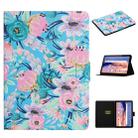 For Huawei MediaPad T5 Flower Pattern Horizontal Flip Leather Case with Card Slots & Holder(Pink Flower) - 1