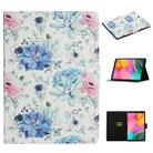 For Samsung Galaxy Tab A 10.1 (2019) Flower Pattern Horizontal Flip Leather Case with Card Slots & Holder(Blue Flower On White) - 1