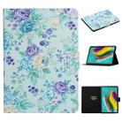 For Samsung Galaxy Tab S6 Lite  Flower Pattern Horizontal Flip Leather Case with Card Slots & Holder(Purple Flower) - 1