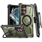 For Samsung Galaxy S22 Ultra 5G Armor Series Holder Phone Case with Back Clip(Army Green) - 1