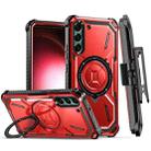 For Samsung Galaxy S22 5G Armor Series Holder Phone Case with Back Clip(Red) - 1