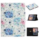 For Amazon Kindle Fire 7 (2019) Flower Pattern Horizontal Flip Leather Case with Card Slots & Holder(Blue Flower On White) - 1