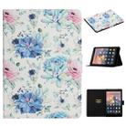 For Amazon Kindle Fire HD 10 Flower Pattern Horizontal Flip Leather Case with Card Slots & Holder(Blue Flower On White) - 1