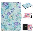 For iPad 10.2 Flower Pattern Horizontal Flip Leather Case with Card Slots & Holder(Purple Flower) - 1