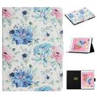 For iPad 10.2 Flower Pattern Horizontal Flip Leather Case with Card Slots & Holder(Blue Flower On White) - 1