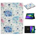 For iPad Pro 11 2020 Flower Pattern Horizontal Flip Leather Tablet Case with Card Slots & Holder(Blue Flower On White) - 1