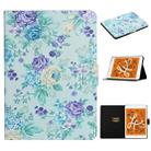 For iPad Mini 4 & 3 & 2 & 1 Flower Pattern Horizontal Flip Leather Case with Card Slots & Holder(Purple Flower) - 1