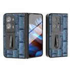 For OPPO Find N2 ABEEL Integrated Genuine Leather Mahjong Texture Series Phone Case with Holder(Blue) - 1