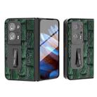 For OPPO Find N2 ABEEL Integrated Genuine Leather Mahjong Texture Series Phone Case with Holder(Green) - 1