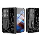 For OPPO Find N2 ABEEL Integrated Genuine Leather Crocodile Pattern Phone Case with Holder(Black) - 1