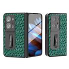 For OPPO Find N2 ABEEL Integrated Genuine Leather Sky Series Phone Case with Holder(Green) - 1