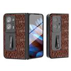 For OPPO Find N2 ABEEL Integrated Genuine Leather Sky Series Phone Case with Holder(Brown) - 1