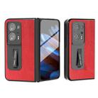 For OPPO Find N2 Integrated Retro Litchi Texture PU Phone Case with Holder(Red) - 1