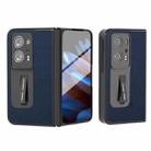 For OPPO Find N2 Integrated Genuine Leather Luolai Series Phone Case with Holder(Dark Blue) - 1