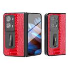 For OPPO Find N2 Integrated  Genuine Leather Weilai Series Phone Case with Holder(Red) - 1