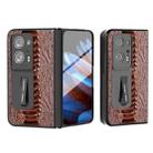 For OPPO Find N2 Integrated  Genuine Leather Weilai Series Phone Case with Holder(Coffee) - 1