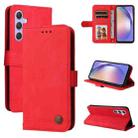 For Samsung Galaxy M54 5G Skin Feel Life Tree Metal Button Leather Phone Case(Red) - 1