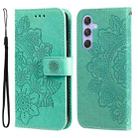 For Samsung Galaxy M54 5G 7-petal Flowers Embossing Leather Phone Case(Green) - 1