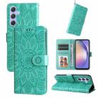 For Samsung Galaxy M54 5G Embossed Sunflower Leather Phone Case(Green) - 1