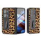 For OPPO Find N2 ABEEL Integrated Black Edge Leopard Phone Case with Holder(Golden) - 1