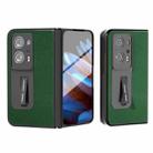 For OPPO Find N2 ABEEL Integrated Black Edge Genuine Leather Mino Phone Case with Holder(Green) - 1