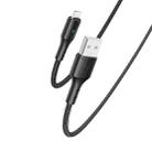 YESIDO CA98 2.4A USB to 8 Pin Braided Charging Data Cable with Indicator Light, Length:2m(Black) - 1