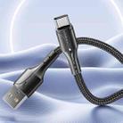 YESIDO CA98 2.4A USB to Type-C Braided Charging Data Cable with Indicator Light, Length:2m(Black) - 2