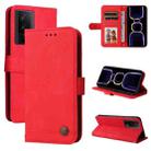 For Xiaomi Redmi K60 / K60 Pro Skin Feel Life Tree Metal Button Leather Phone Case(Red) - 1