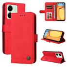 For Xiaomi Redmi 13C 4G Skin Feel Life Tree Metal Button Leather Phone Case(Red) - 1