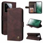 For Xiaomi 14 Skin Feel Life Tree Metal Button Leather Phone Case(Brown) - 1