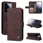 For Xiaomi 14 Pro Skin Feel Life Tree Metal Button Leather Phone Case(Brown) - 1