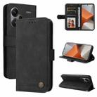 For Xiaomi Redmi Note13 Pro+ 5G Global Skin Feel Life Tree Metal Button Leather Phone Case(Black) - 1