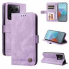 For Xiaomi Redmi Note13 Pro 5G Global Skin Feel Life Tree Metal Button Leather Phone Case(Purple) - 1