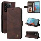 For Xiaomi Redmi Note13 Pro 5G Global Skin Feel Life Tree Metal Button Leather Phone Case(Brown) - 1