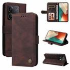 For Xiaomi Redmi Note13 5G Global Skin Feel Life Tree Metal Button Leather Phone Case(Brown) - 1