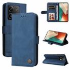 For Xiaomi Redmi Note13 5G Global Skin Feel Life Tree Metal Button Leather Phone Case(Blue) - 1