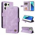 For Xiaomi Redmi Note13 4G Skin Feel Life Tree Metal Button Leather Phone Case(Purple) - 1