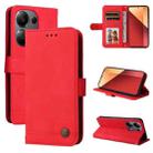 For Xiaomi Redmi Note13 Pro 4G Global/Poco M6 Pro 4G Skin Feel Life Tree Metal Button Leather Phone Case(Red) - 1