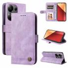 For Xiaomi Redmi Note13 Pro 4G Global/Poco M6 Pro 4G Skin Feel Life Tree Metal Button Leather Phone Case(Purple) - 1