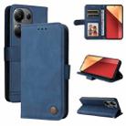 For Xiaomi Redmi Note13 Pro 4G Global/Poco M6 Pro 4G Skin Feel Life Tree Metal Button Leather Phone Case(Blue) - 1