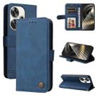 For Xiaomi Poco F6 Skin Feel Life Tree Metal Button Leather Phone Case(Blue) - 1