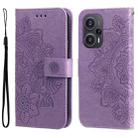For Xiaomi Redmi Poco F5 7-petal Flowers Embossing Leather Phone Case(Light Purple) - 1